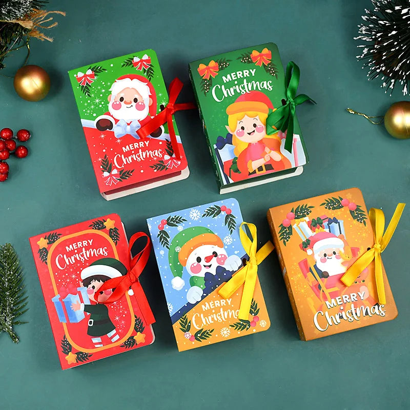5-Pack Book-Shaped Christmas Candy Gift Boxes | Santa Party Holiday Gift Boxes Babs