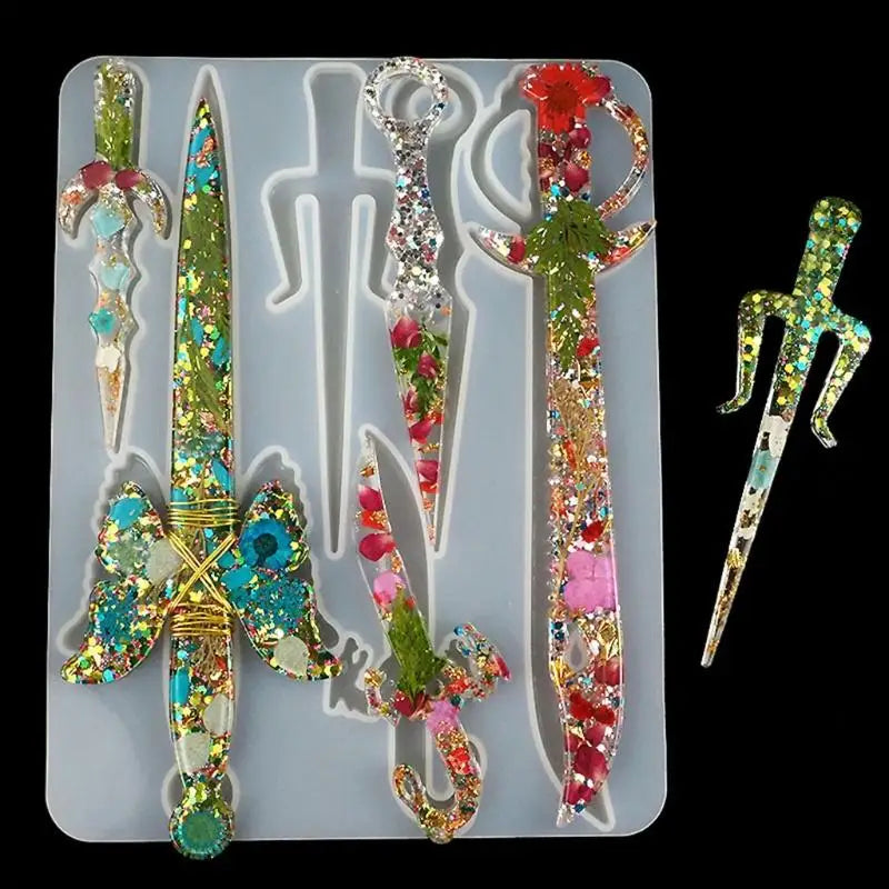 Dagger Silicone Resin Mold – DIY Jewelry Pendant & Keychain Silicone Casting Mold Babs