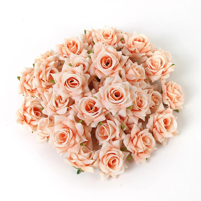 5/10Pcs Silk Rose Artificial Flower Heads – Wedding & Home Decor Artificial Flower Heads Babs Deep Champagne 10Pcs