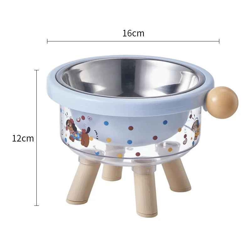 Stainless Steel High-Leg Pet Bowl for Cats & Dogs | Cartoon Elevated Pet Bowl Babs blue