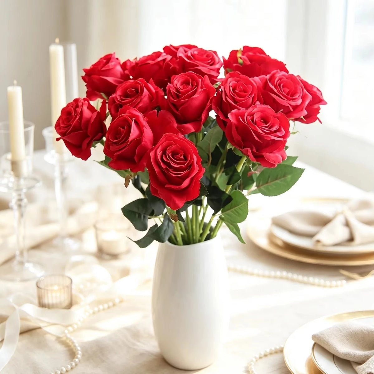 Autumn Artificial Silk Rose Bouquet | Wedding & Home Décor Artificial Flower Bouquet Babs