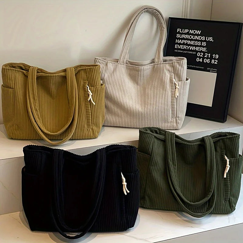 Large Corduroy Tote Bag for Women – Pockets & Zipper Corduroy Tote Bag Babs