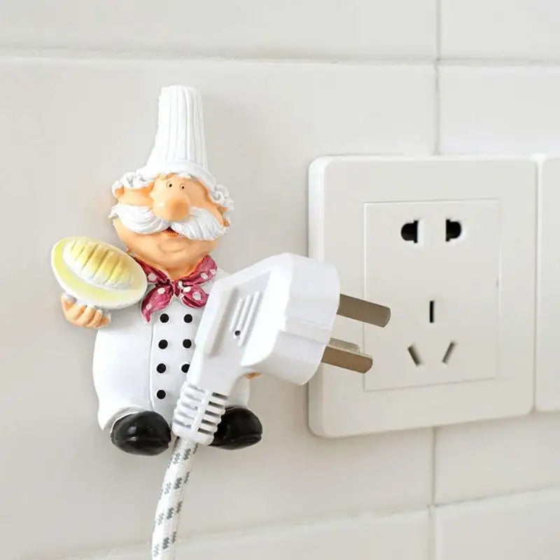 Chef Cartoon Kitchen Plug Hook Wall Organizer | Iron Decor Kitchen Wall Hook Babs