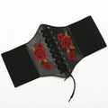 Women's PU Leather Underbust Corset & Gothic Waist Cincher Corset Bustier Babs Embroidery