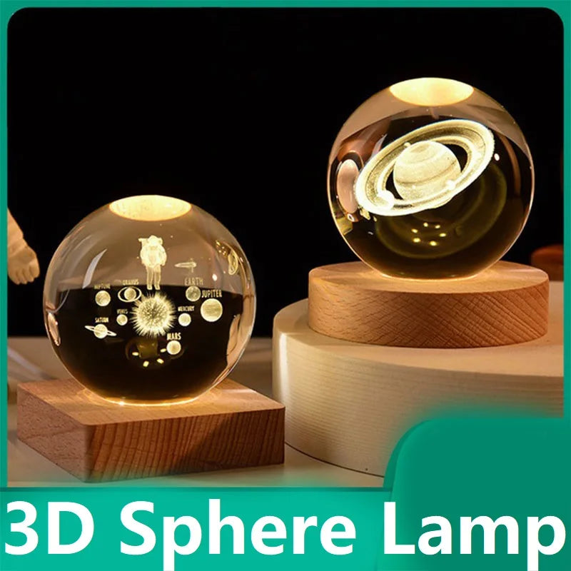 Saturn 3D Crystal Sphere Lamp – 6CM Galaxy Glass Ball Décor Decorative Sphere Lamp Babs