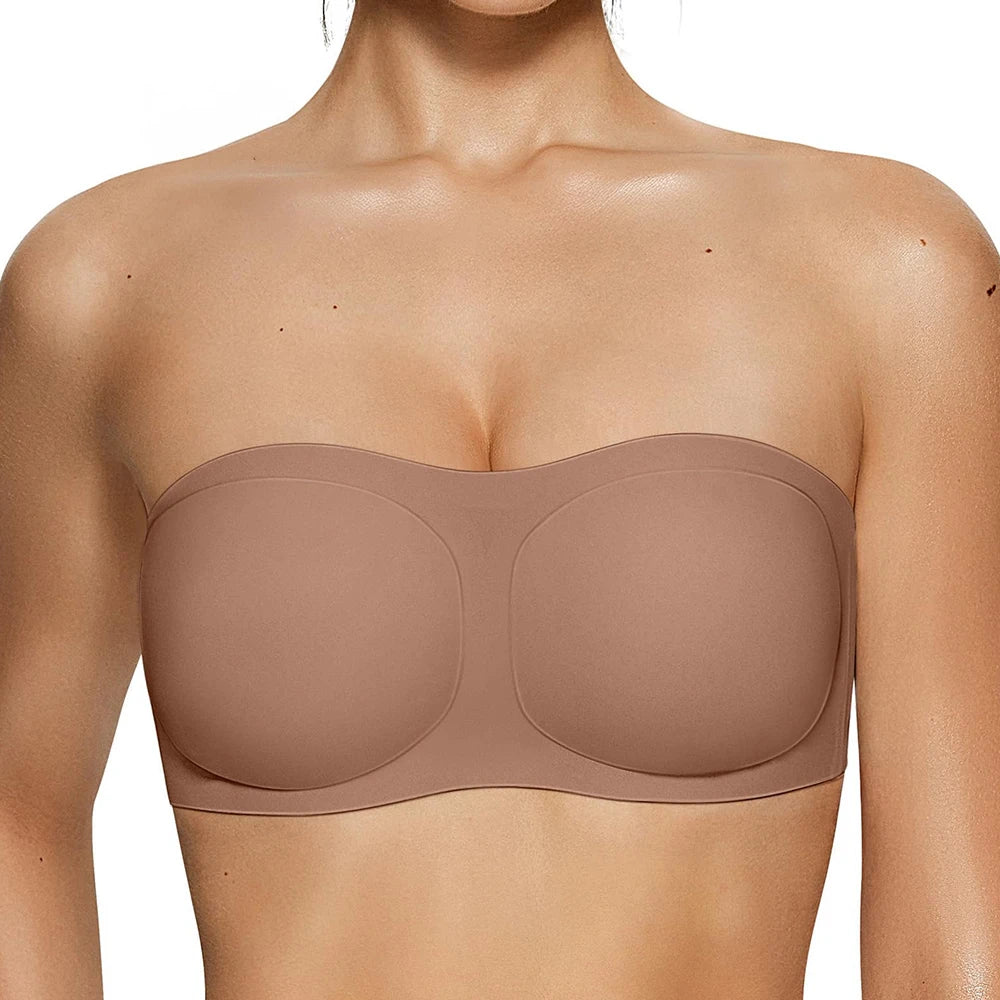 Strapless Seamless Bra – No-Slip Wireless Padded Bandeau Strapless Bralette Babs