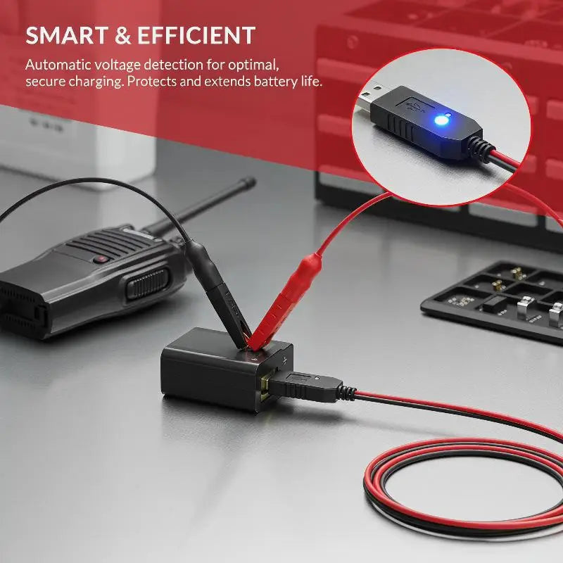 Universal USB Alligator Clip Charger for Two-Way Radios Radio Battery Charger Babs