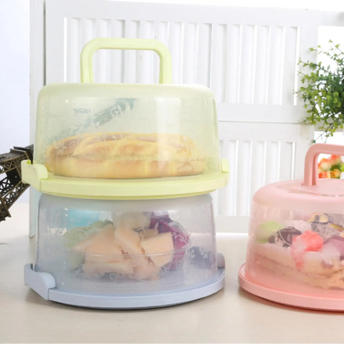 Portable Round Cake Carrier Box with Lid & Handle | Food Storage Cake Carrier Box Babs