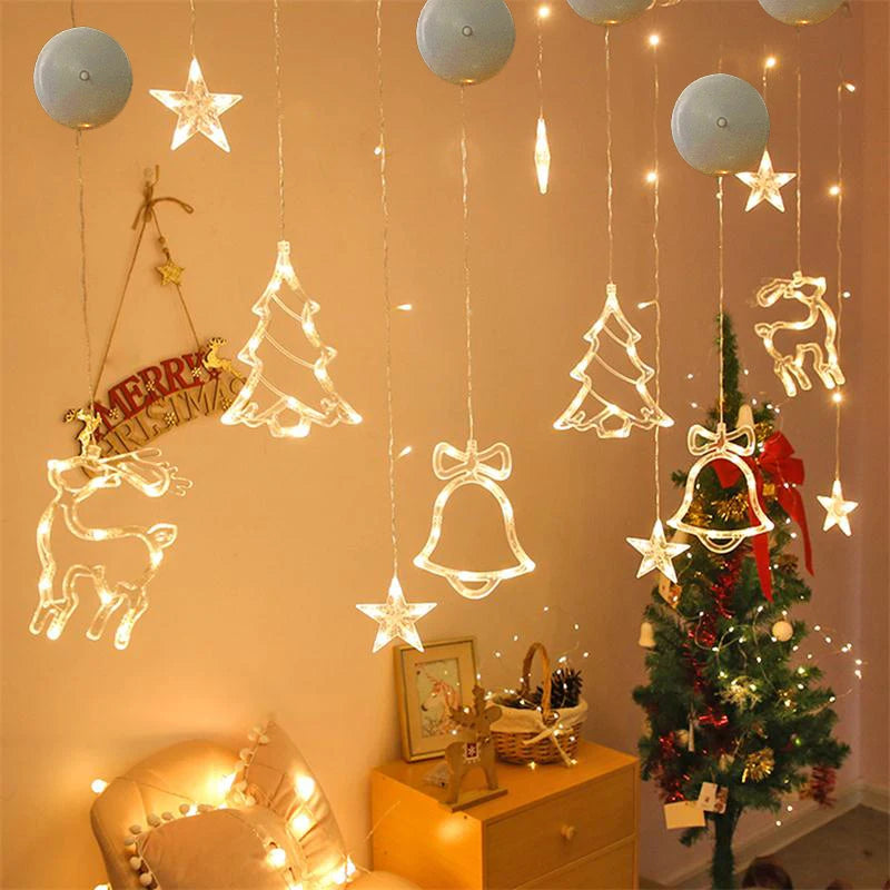 Christmas LED Snowflake Santa Deer Window Sucker Lamp Ornament Christmas LED Ornament Babs