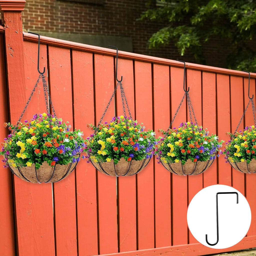 2-Pack Brown Steel Fence Hooks for Plants, Feeders & Lights Fence Plant Hooks Babs