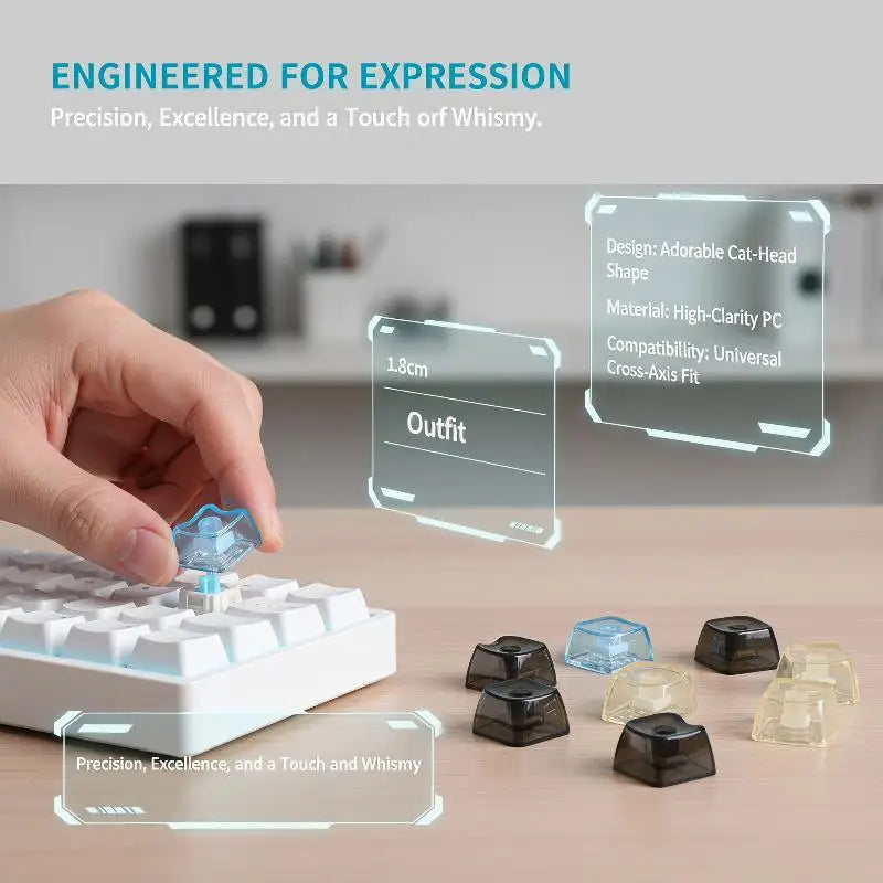 Cat Shaped Transparent Keycaps PBT 1U DIY MX Switch 10/20pcs Mechanical Keyboard Keycaps Babs
