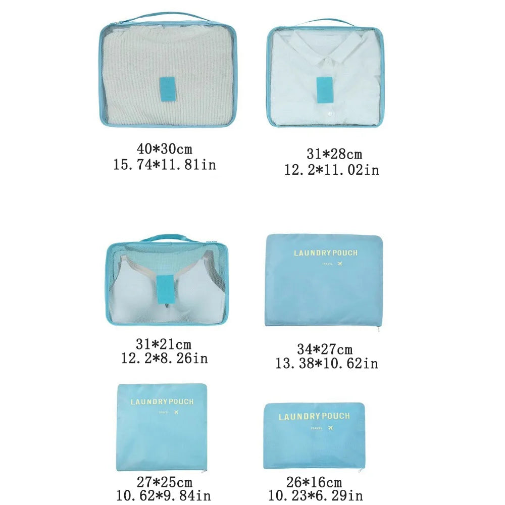 6-Piece Travel Storage Bags – Waterproof Luggage Organizers Travel Storage Bags Babs