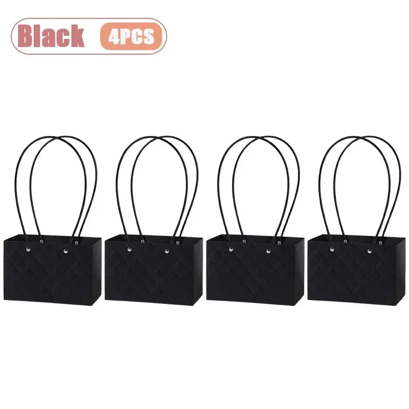 Reusable Waterproof Floral Gift Tote Bags – Wedding & Party Floral Gift Tote Bags Babs Black-4PCS 22x10x13cm