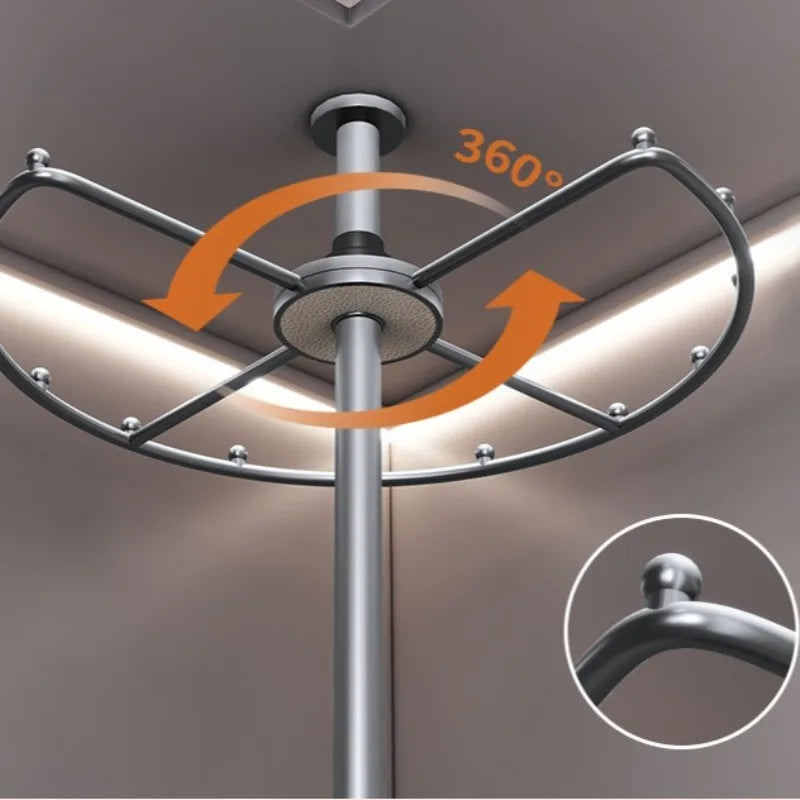 Rotating Coat Rack – Modern Aluminum Hanger Stand, 4 Hooks Rotating Coat Rack Babs