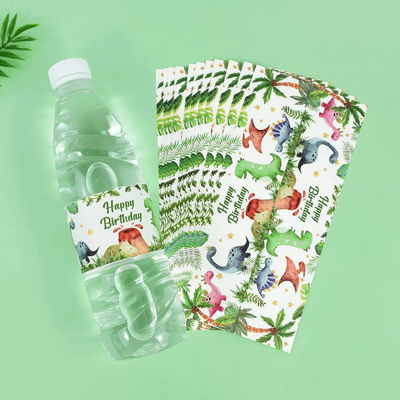 Dinosaur Party Water Bottle Sticker Labels – 12/24 Pcs Kids Party Bottle Stickers Babs