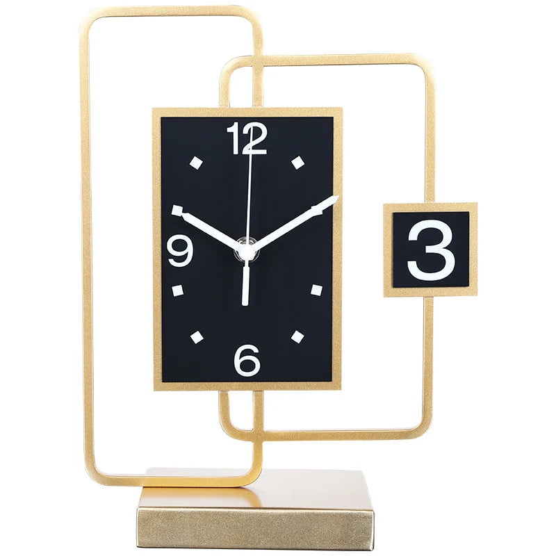 Luxury Gold Metal 3D Desk & Wall Clock – Modern Home Décor Decorative Desk Clock Babs