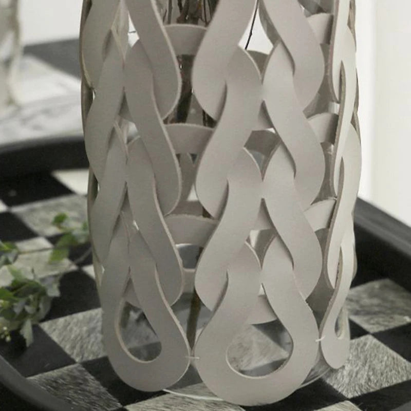 Aesthetic Glass & Leather Flower Vase | Modern Home Décor Decorative Flower Vase Babs