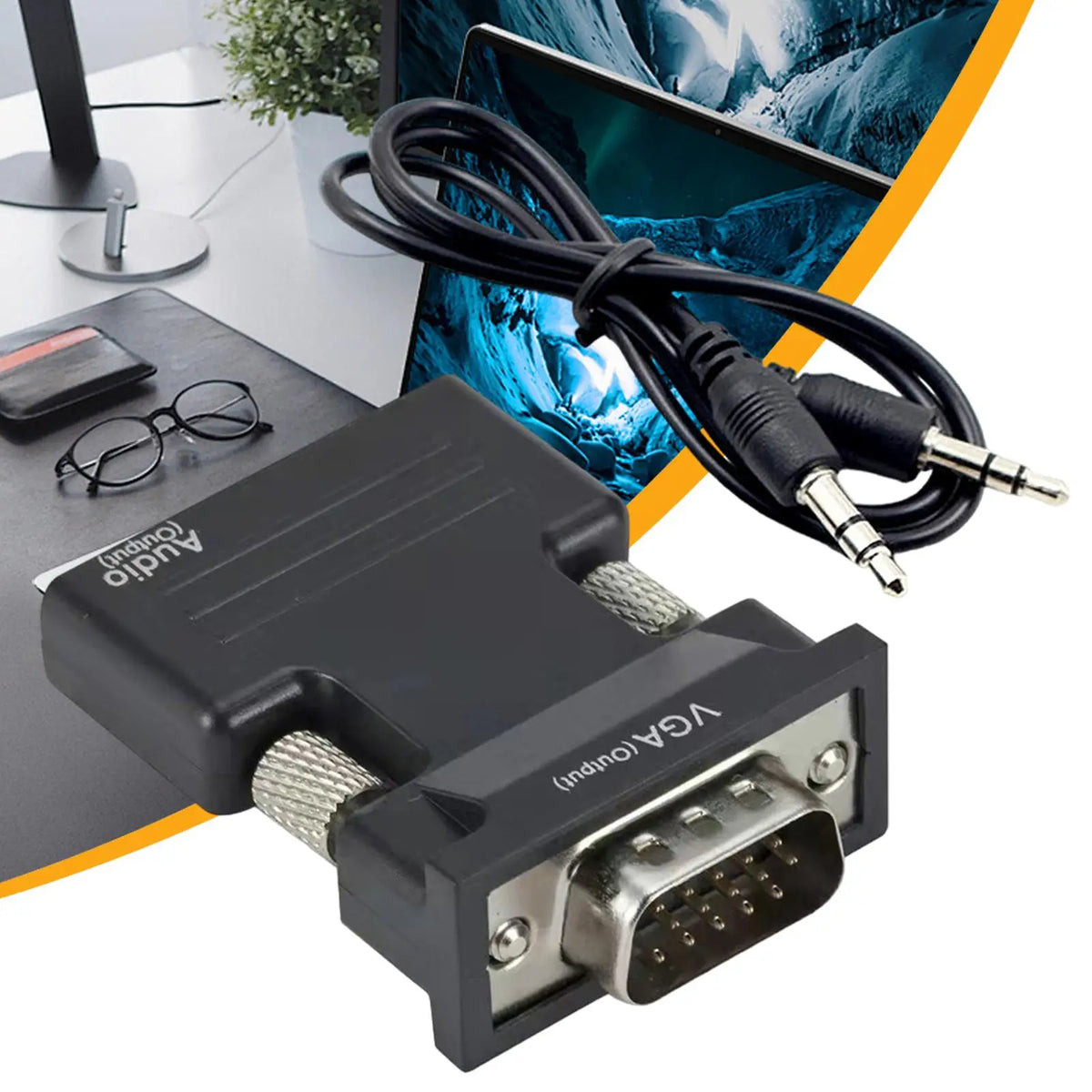 HDMI Female to VGA Male Adapter with Audio Cable – 1080p Video Display Adapter Babs
