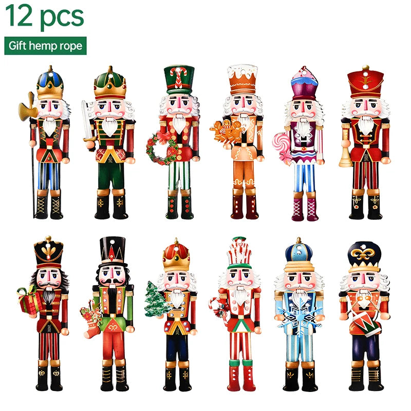 12pcs Christmas Nutcracker Soldier Wooden Tree Ornaments Christmas Tree Ornaments Babs
