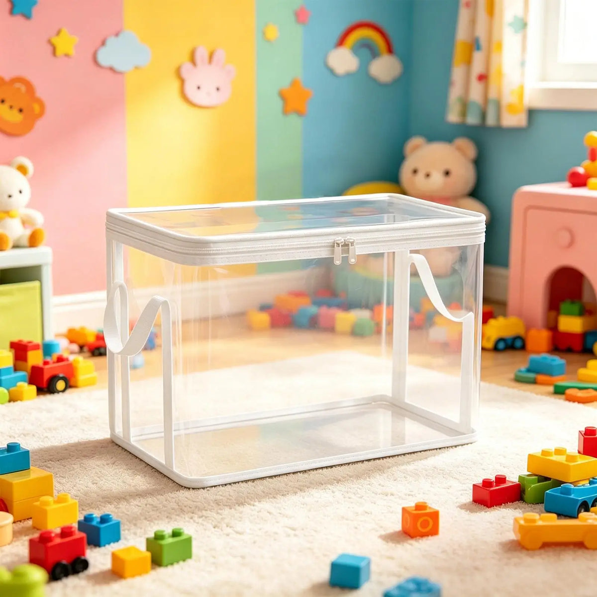 PVC Transparent Toy Storage Bag – Waterproof Organizer (2pc) Toy Storage Basket Babs