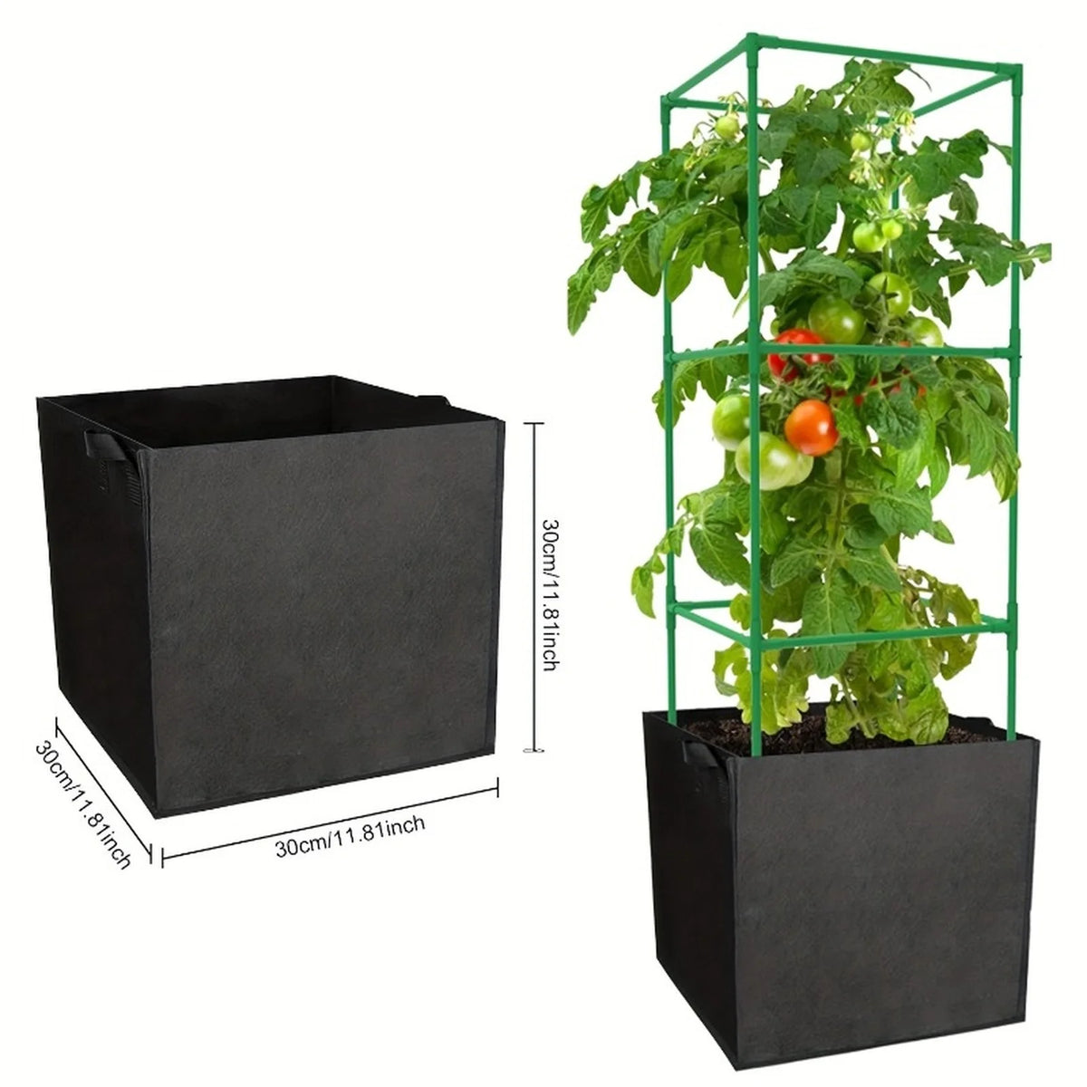 3-Pack Square Grow Bags with Handles 30x30cm | Babs Square Grow Bags Babs