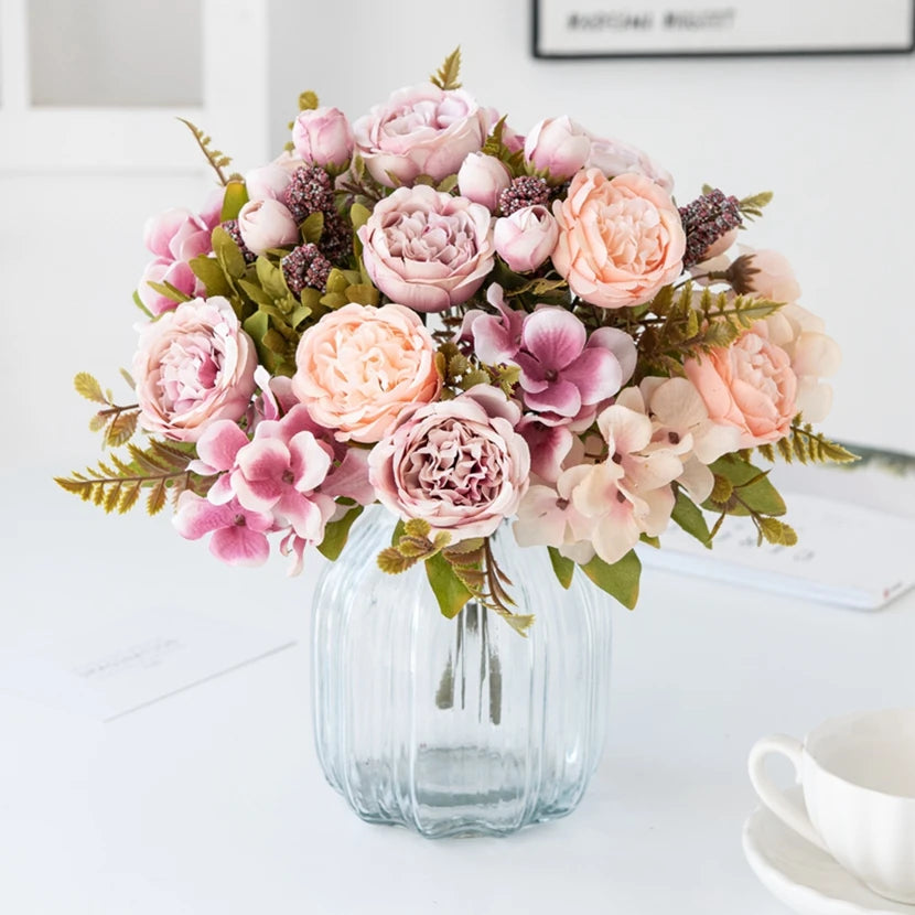 32CM Silk Peony Hydrangea Artificial Flower Bouquet | Home Decor Artificial Flower Bouquet Babs