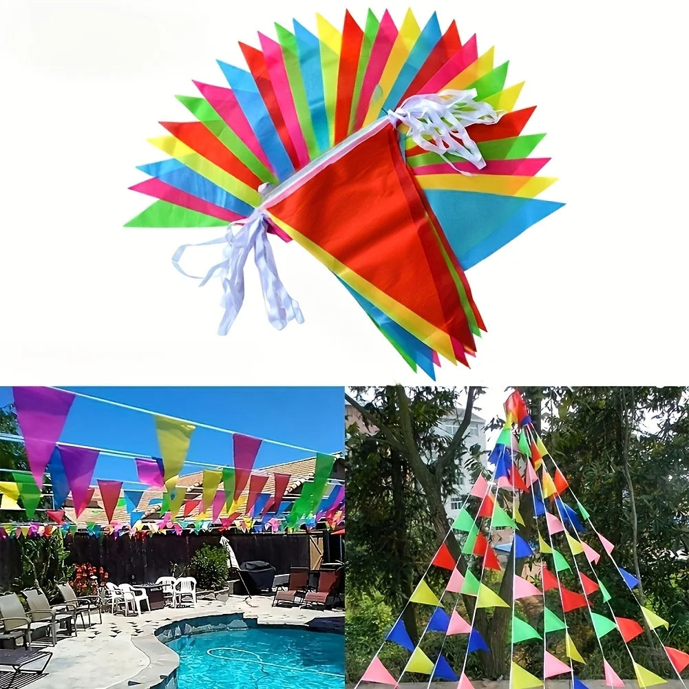 Colorful Triangle Pennant Banner Flags | Party Garland 100-500 Pcs Party Flag Garland Babs