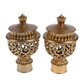 2pcs Decorative Curtain Rod Finials Hollow Out Drapery End Caps Curtain Rod Finials Babs gold