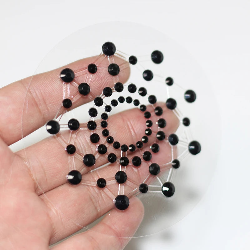 Rhinestone Nipple Covers – Self-Adhesive Silicone Breast Petals Nipple Covers Babs black one size