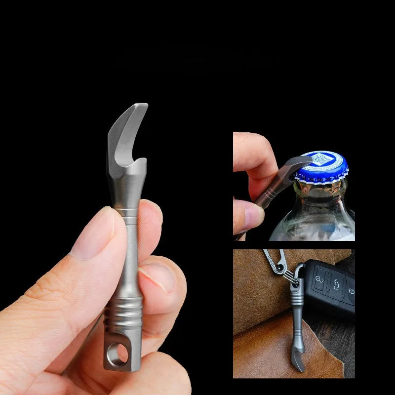 Titanium Alloy Mini Keychain Pry Bar & Bottle Opener Tool Mini Multi-Tool Babs
