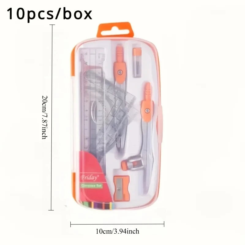 2-Color Geometric Math Stationery Set – Compass, Pencil & Eraser Geometry Stationery Set Babs