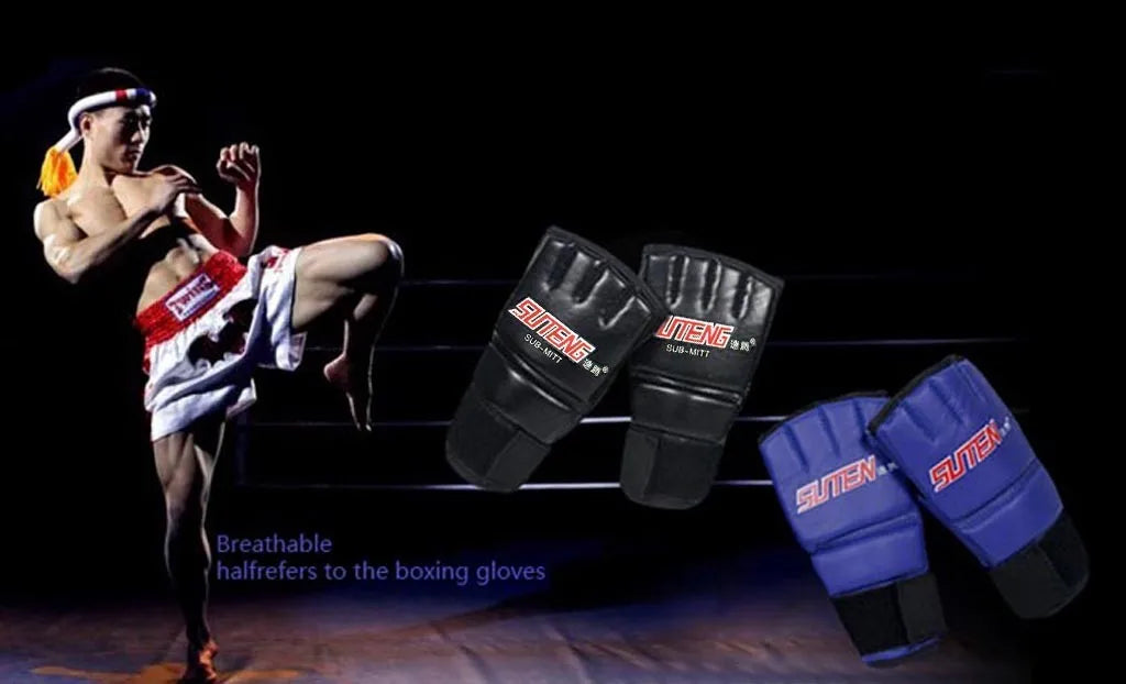 Half-Finger MMA Boxing Gloves – PU Leather Muay Thai Training MMA Boxing Gloves Babs