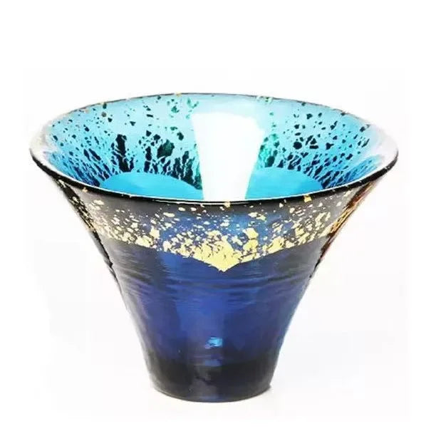 Japanese Mount Fuji Sake Glass – Gold Foil Tea & Cocktail Cup Sake Glass Cup Babs Blue 65ml