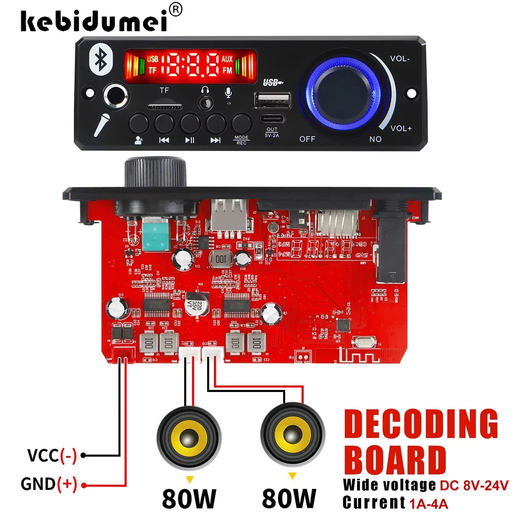 Bluetooth MP3 Decoder Board Amplifier – USB TF FM Car Audio DIY Bluetooth Amplifier Board Babs