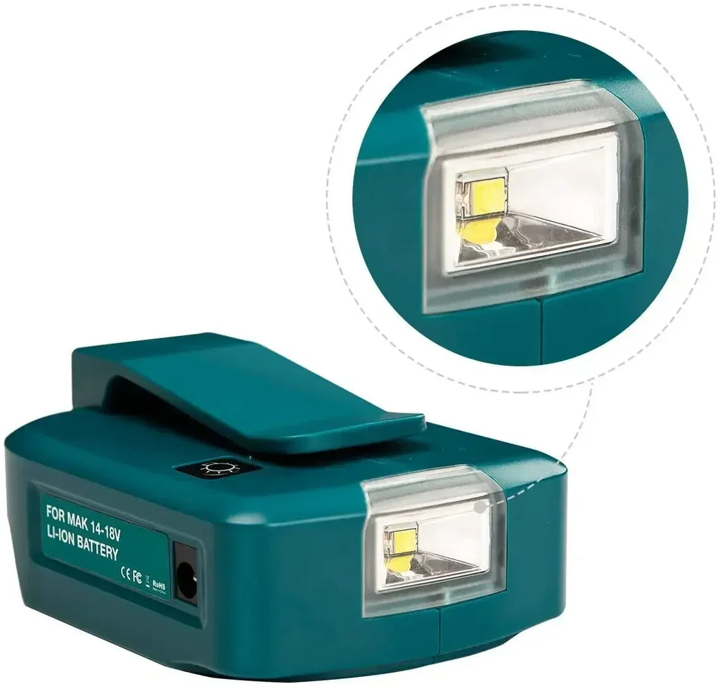 Makita 18V/14.4V Battery Adapter ADP05 – LED Light & Dual USB Battery Adapter Babs