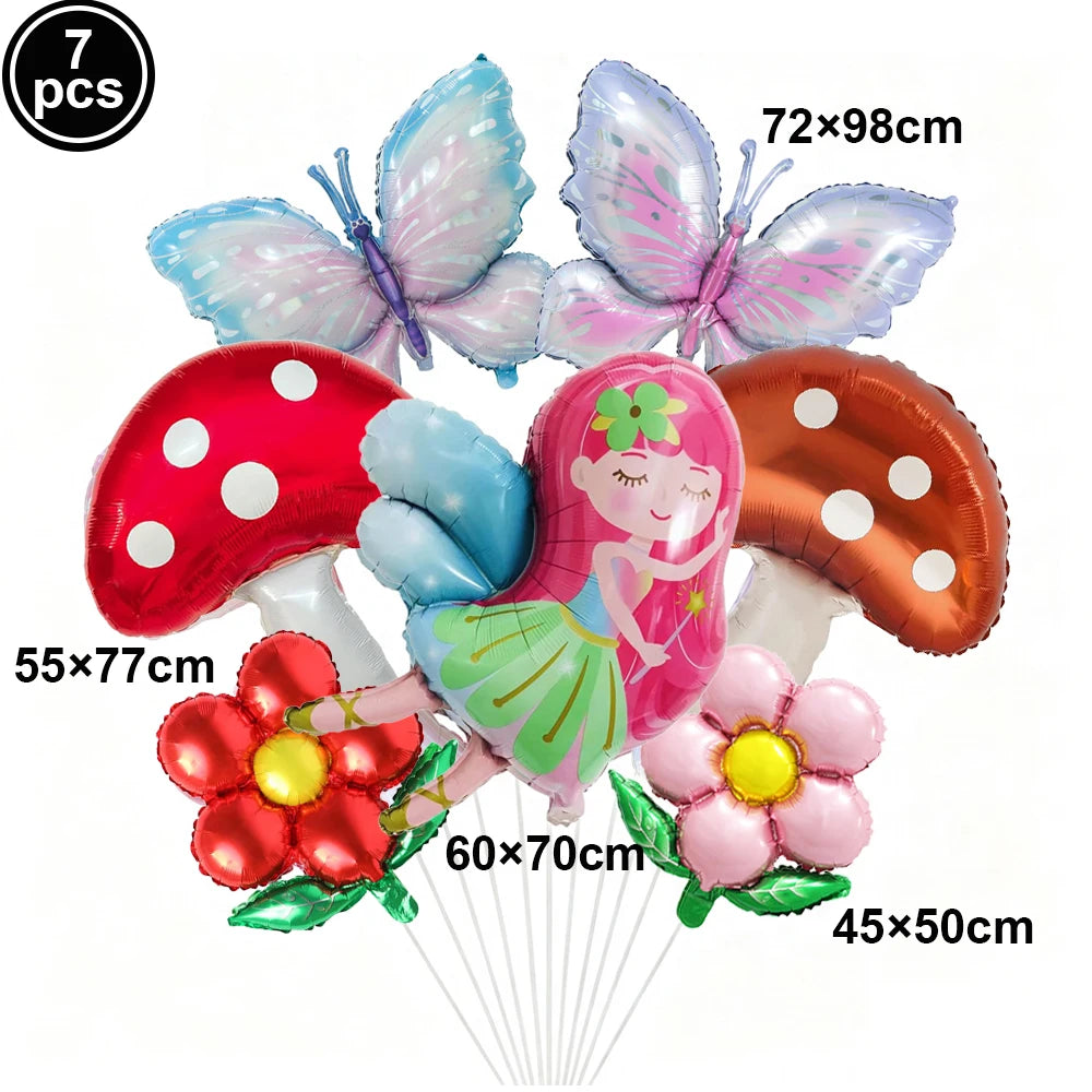 Fairy Mushroom Butterfly Rabbit Foil Balloon Set – Party Decor Party Balloon Set Babs Deep Sapphire As pictures show