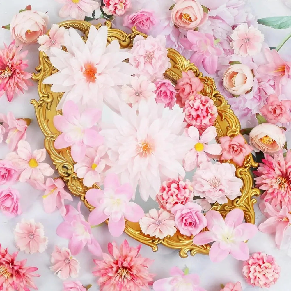 48Pcs Pink Silk Rose Artificial Flowers – Wedding & Home Decor Artificial Silk Flowers Babs