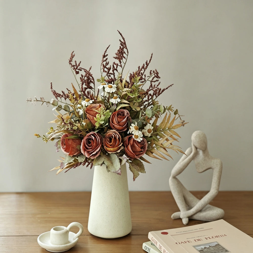 Silk Rose Artificial Flower Bouquet – Wedding & Home Decor Artificial Flower Bouquet Babs