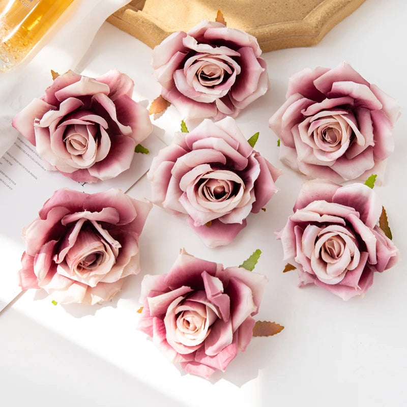Silk Rose Artificial Flowers 5/10pcs – Wedding & Home Décor Artificial Silk Flowers Babs plum 5 pcs