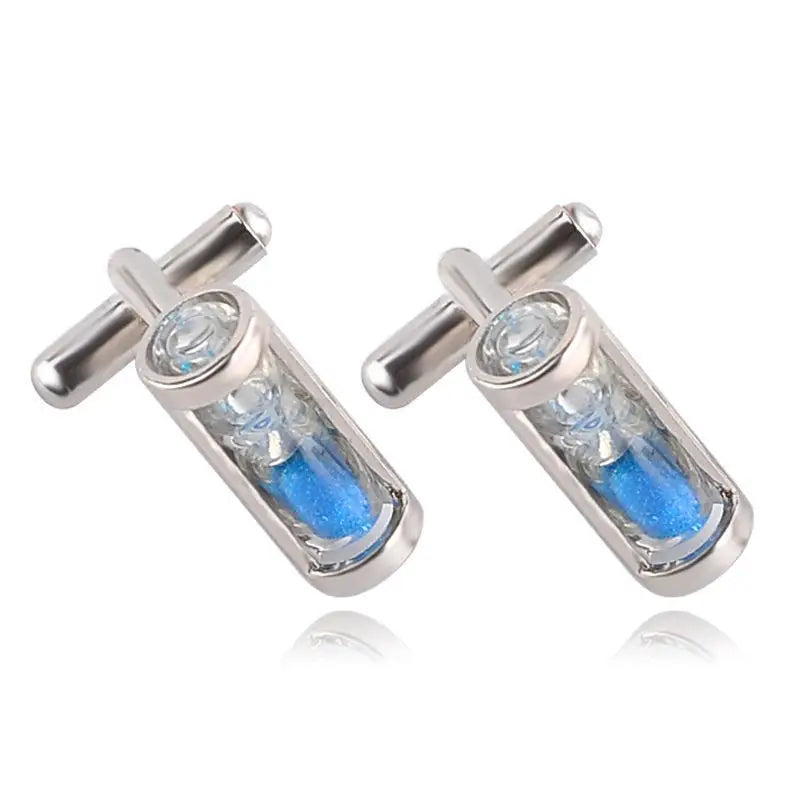 Blue Hourglass Cufflinks for Men – Wedding & Party Gift Men's Cufflinks Babs Blue