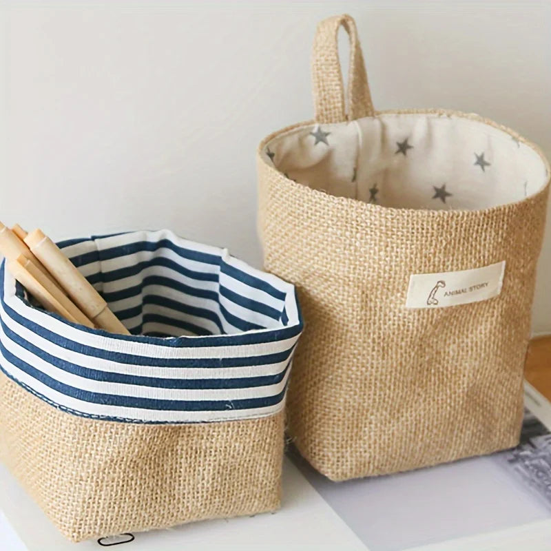 Cotton Linen Wall-Mounted Hanging Storage Basket & Door Pocket Hanging Storage Basket Babs