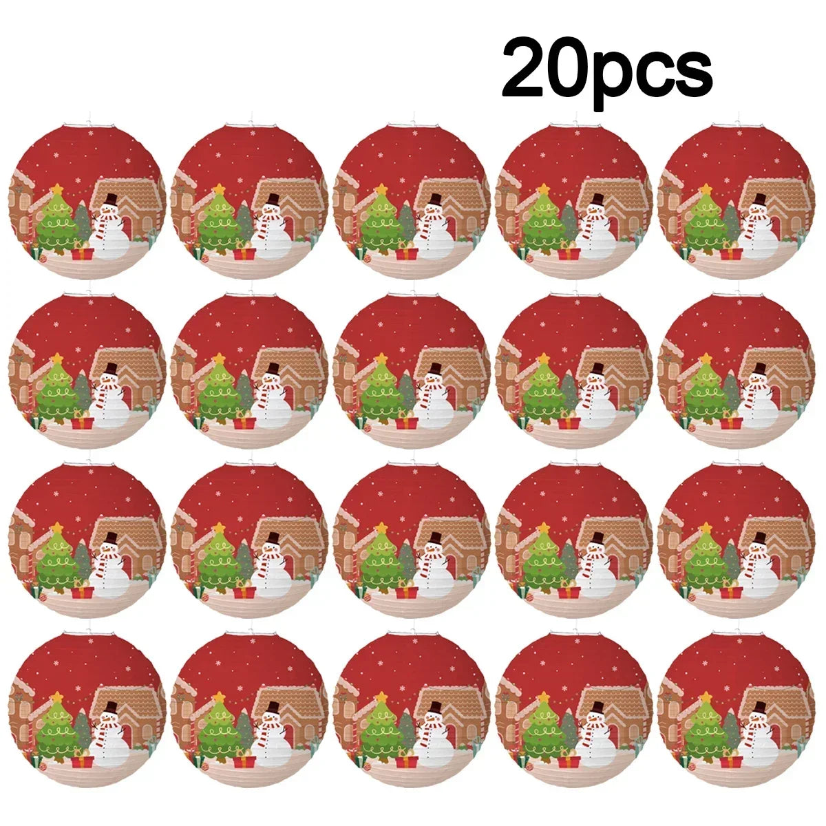 Holiday Paper Lantern Decor Set – Party & Christmas Ornaments Paper Lantern Set Babs 30cm Snowman 20pcs