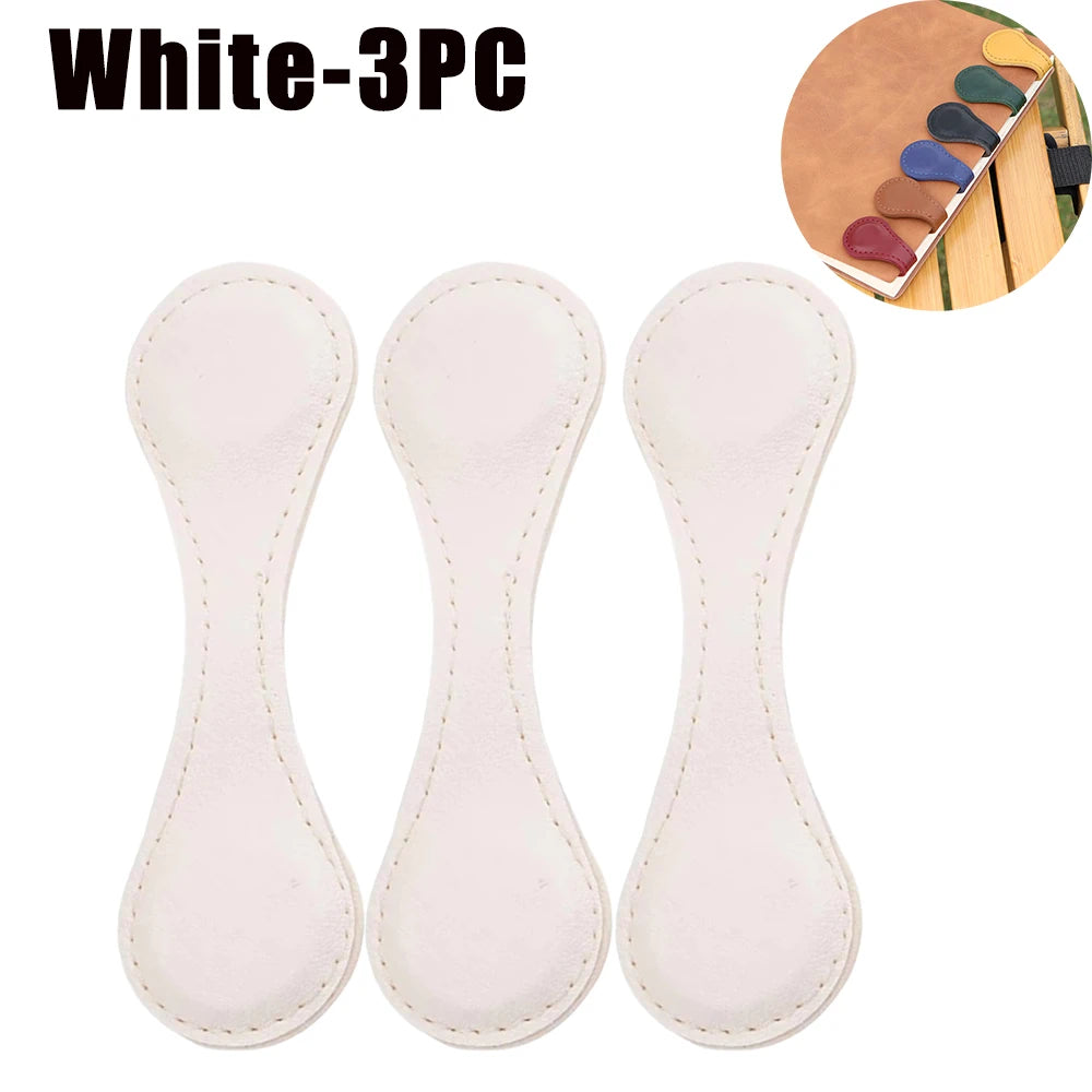Vintage PU Leather Magnetic Bookmark – Handmade Double-Sided Decorative Bookmark Babs White-3PC