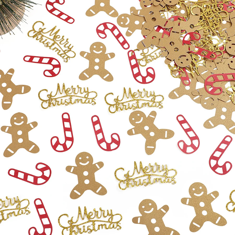 100pcs Glitter Christmas Gingerbread Confetti Table Scatter Christmas Party Confetti Babs Mix