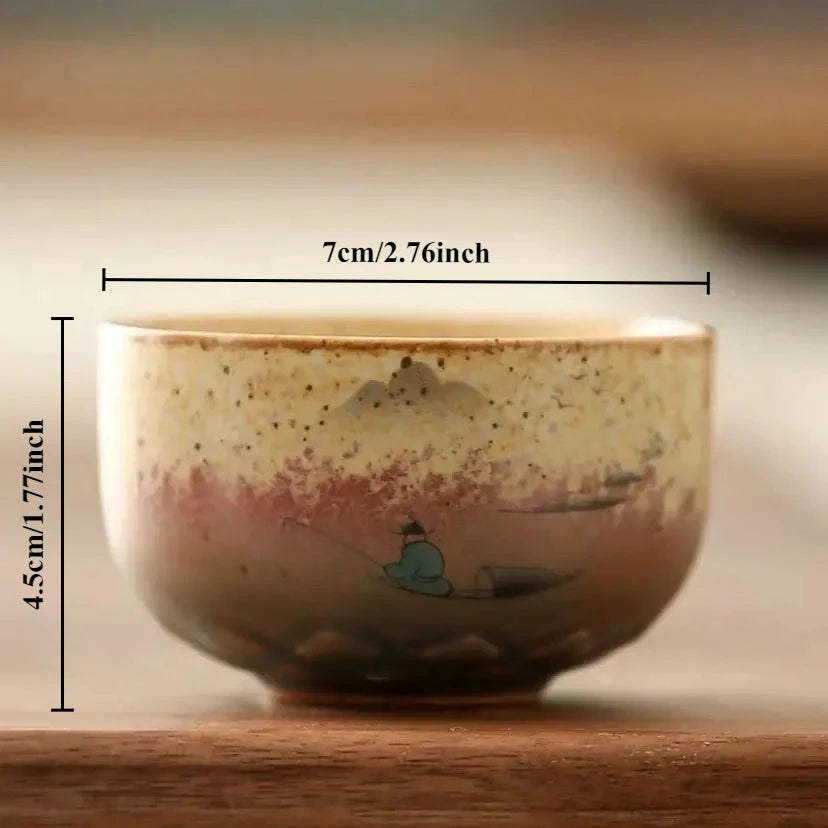 Retro Crane Ceramic Tea Cup – Chinese Style Porcelain Mug Ceramic Tea Mug Babs F 1PC <200ml