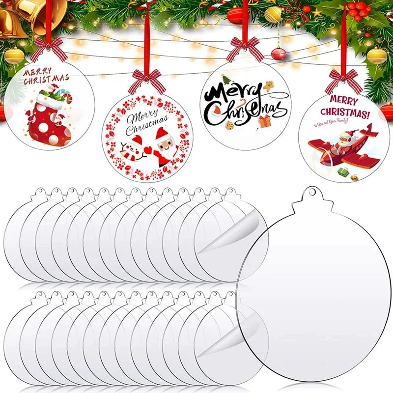 10pcs Clear Acrylic Disc DIY Christmas Tree Ornaments Crafts DIY Ornament Blanks Babs