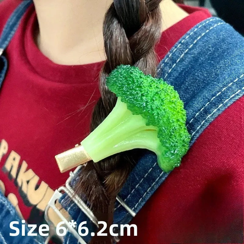 Women's Fun Food Hair Clips – Shrimp & Veggie Barrette Set Novelty Hair Clips Babs