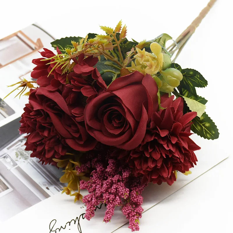 Artificial Silk Rose Bouquet – Wedding & Home Decor Flowers Artificial Flower Bouquet Babs color 3 2 pcs