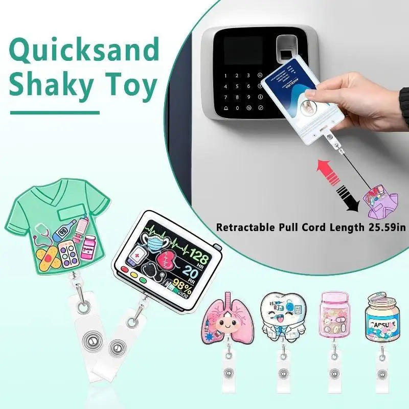 Cartoon Acrylic Retractable Badge Reel | Nurse ID Holder Retractable Badge Reel Babs