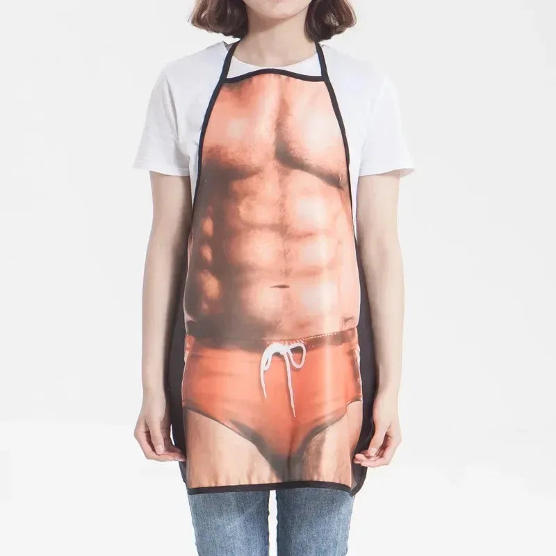 Funny Novelty Muscle Man Printed Apron – 73x60cm Novelty Kitchen Apron Babs